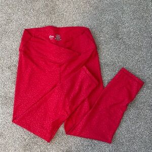 Zyia Red Leopard Scrunchy High Rise Light & Tight 7/8 Leggings Plus Size 14-16